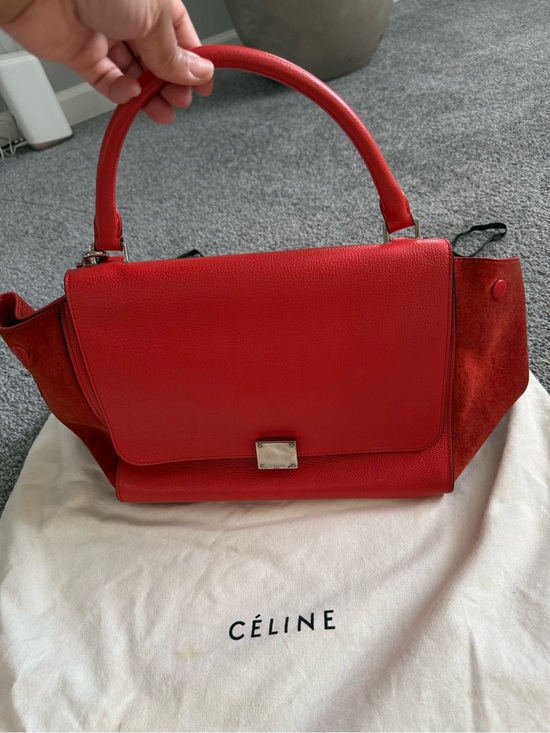 Celine Handbags - Celine Red Leather Trapeze Top-Handle Satchel